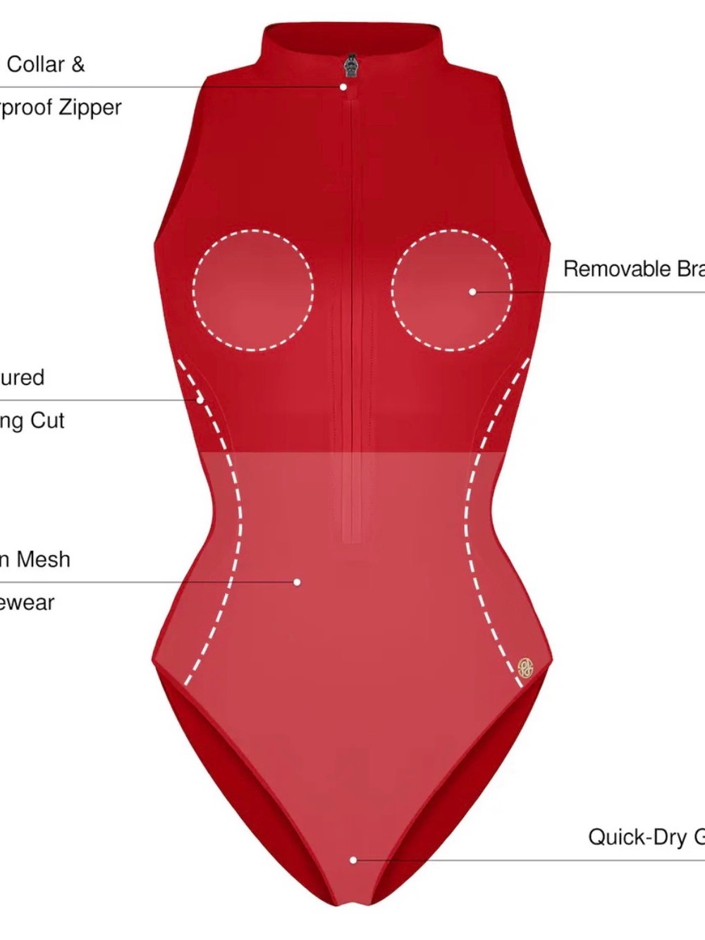 Zip-Front Red One-Piece Swimsuit shapewear Large nwt - Picture 3 of 4